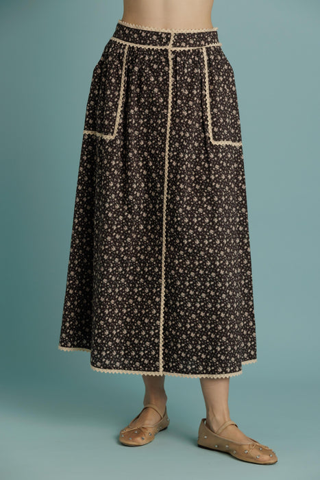 Crochet Trim Floral Skirt/Shirt Set