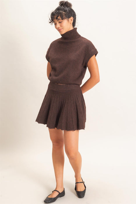 Turtleneck Crop Top & Pleated Set