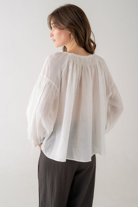 Peasant Blouse with Ruffle Sleeve