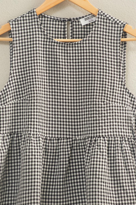 Seersucker Check Sleeveless Top