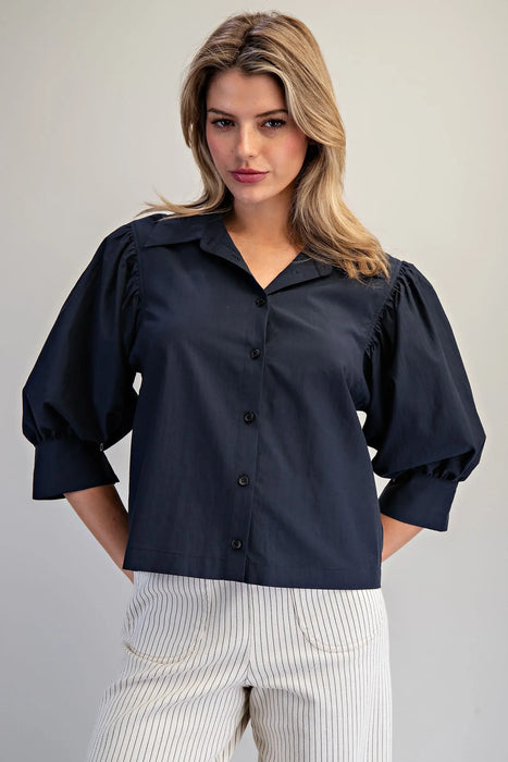 Puff Sleeve Button Down Top