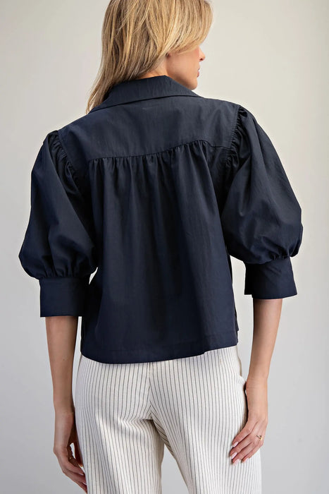 Puff Sleeve Button Down Top