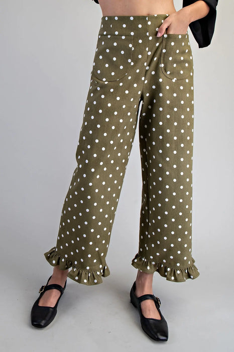 Polka Dot Ruffle Hem Pant