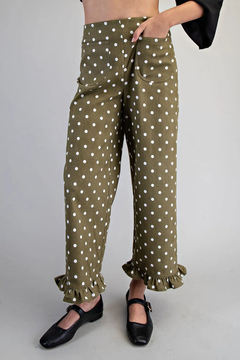 Polka Dot Ruffle Hem Pant