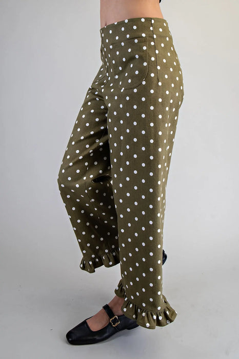 Polka Dot Ruffle Hem Pant