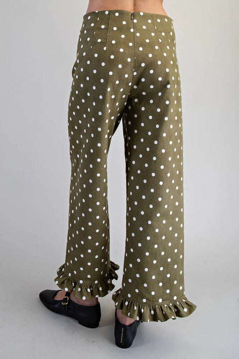 Polka Dot Ruffle Hem Pant