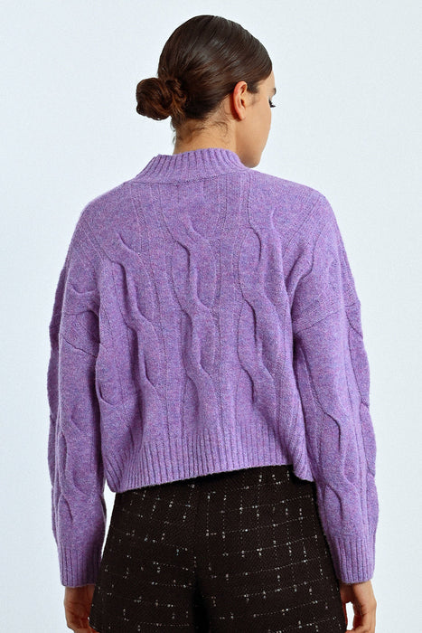 Cable Knit Mock Neck Sweater
