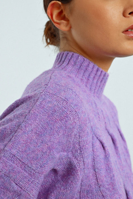 Cable Knit Mock Neck Sweater