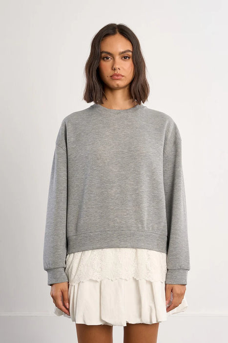 Scuba Sweatshirt W/ Lace Bottom