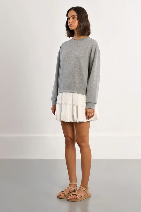 Scuba Sweatshirt W/ Lace Bottom