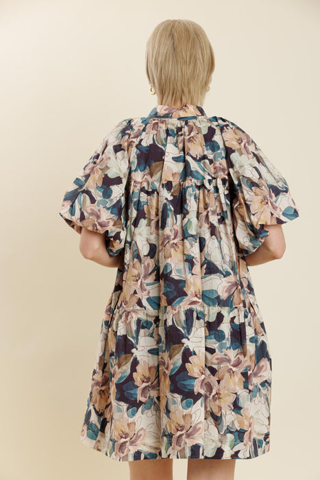 Floral Puff Sleeve Mini Dress