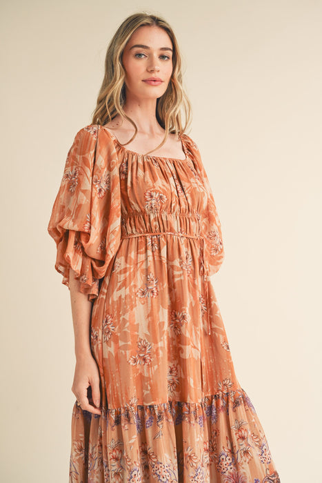 Multi Print Square Neck Dress