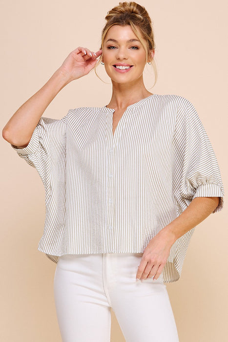 Pinstripe Seersucker Blouse