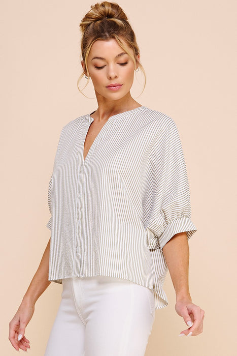Pinstripe Seersucker Blouse