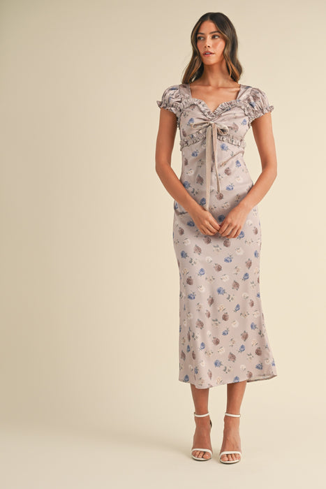 Silky Satin Floral Dress