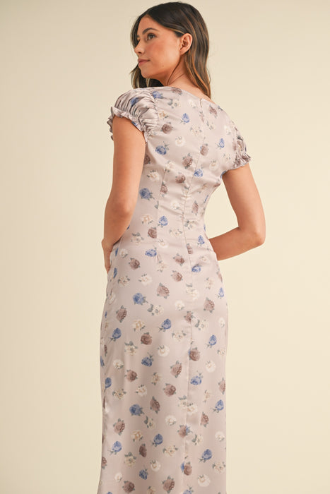 Silky Satin Floral Dress