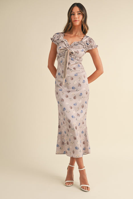 Silky Satin Floral Dress