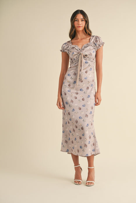 Silky Satin Floral Dress