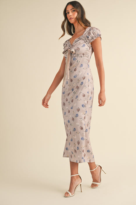 Silky Satin Floral Dress