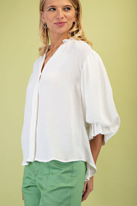 Balloon 3/4 Sleeve Blouse