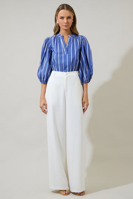 Striped Split Neck Top