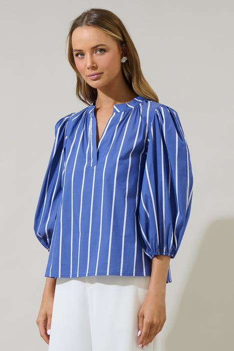 Striped Split Neck Top