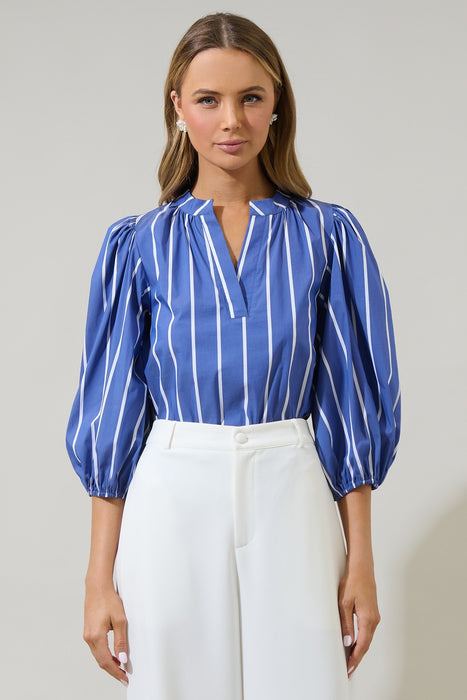 Striped Split Neck Top