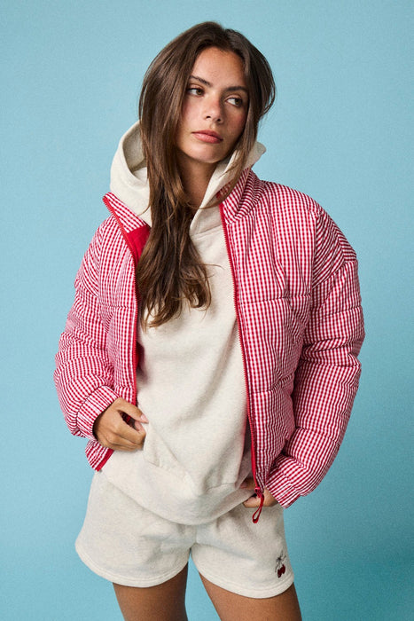 Gingham Puffer Jacket