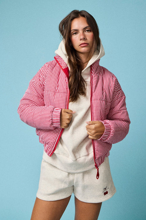 Gingham Puffer Jacket