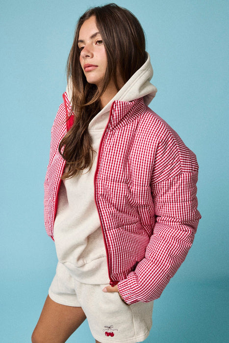 Gingham Puffer Jacket