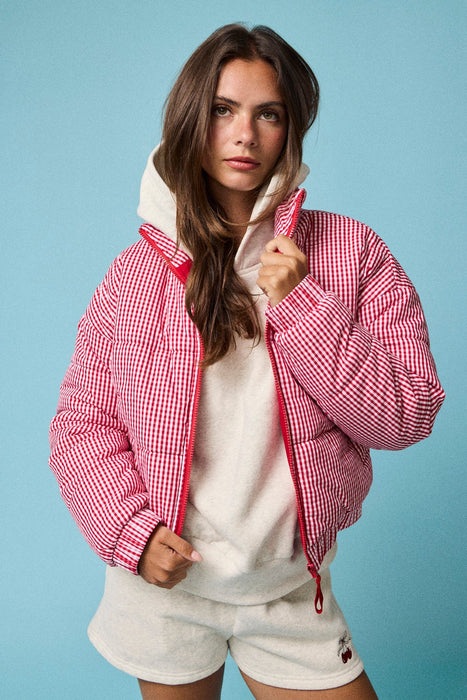 Gingham Puffer Jacket