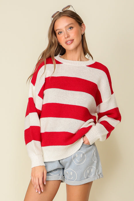 Round Neck Striped Sweater