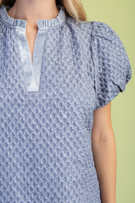 Velveteen Ruffle v Neck Top