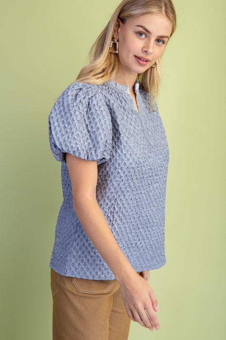 Velveteen Ruffle v Neck Top