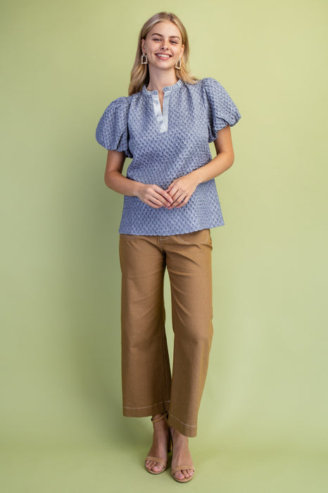 Velveteen Ruffle v Neck Top
