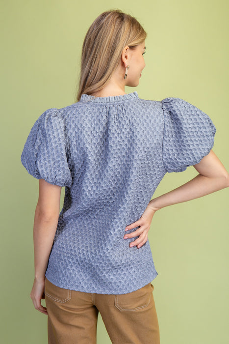 Velveteen Ruffle v Neck Top
