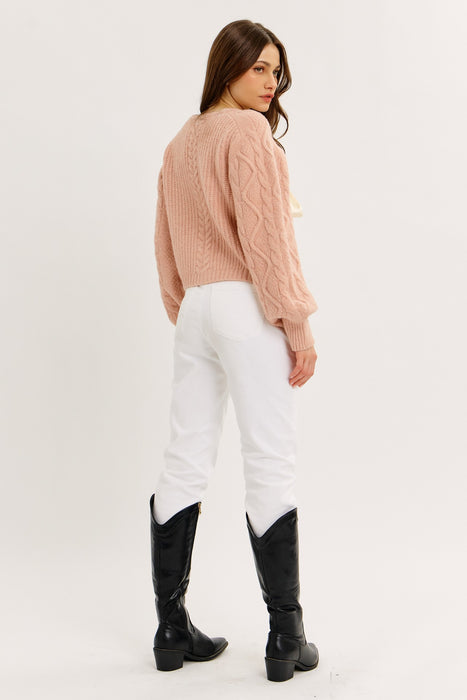 Cardigan with Ribbon Tie
