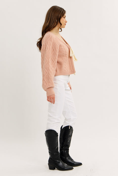 Cardigan with Ribbon Tie