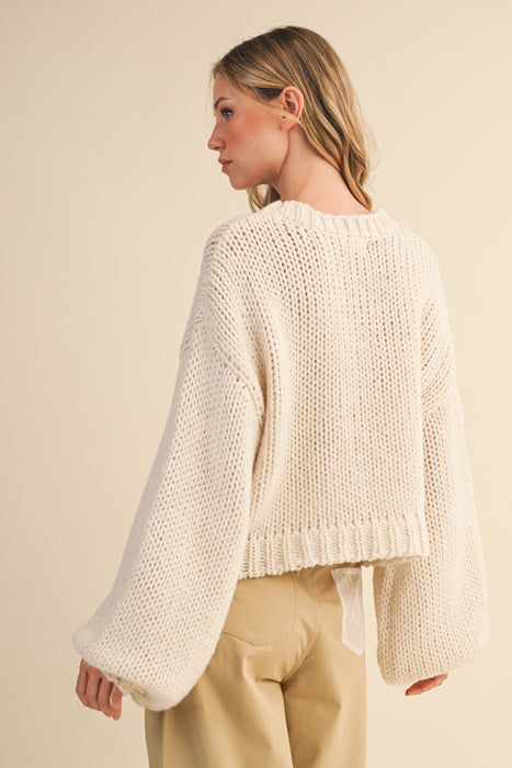 Ribbon Print Sweater Top