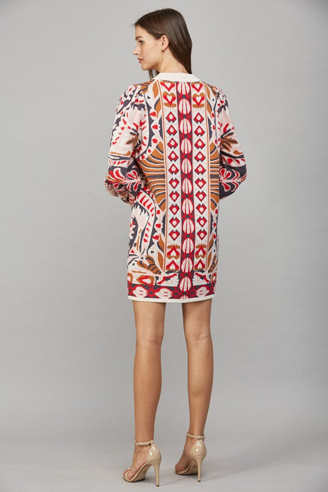 Jacquard Knit Sweater Dress