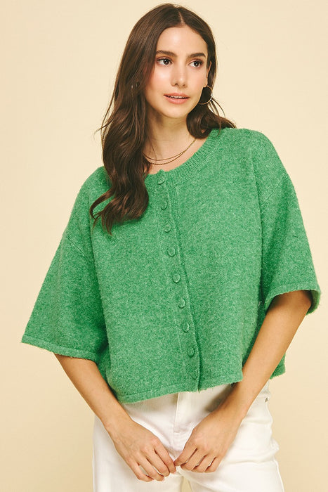 Button Down Short Sleeve Sweater