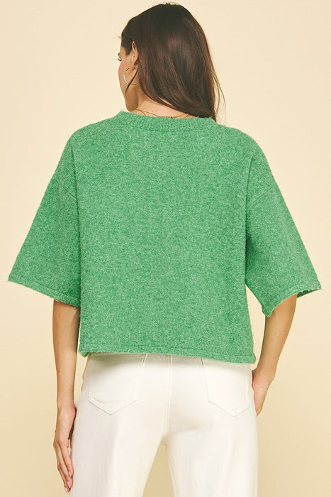 Button Down Short Sleeve Sweater