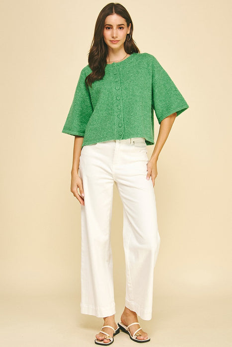 Button Down Short Sleeve Sweater
