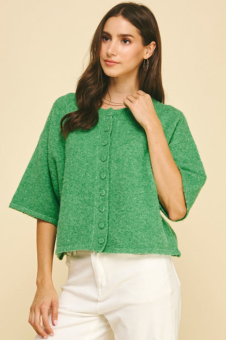 Button Down Short Sleeve Sweater