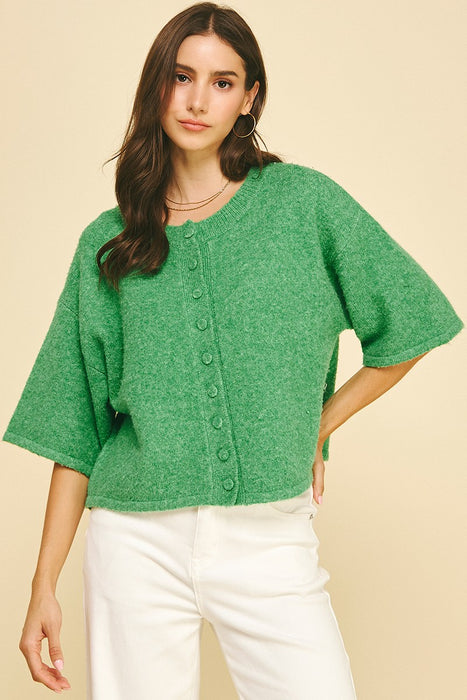 Button Down Short Sleeve Sweater