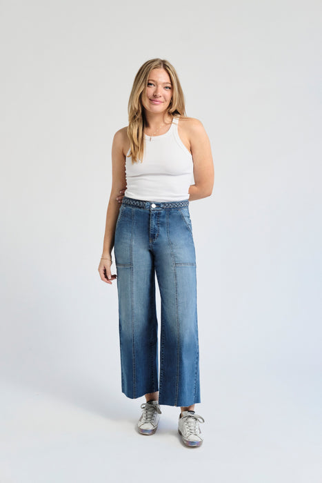 High Rise Wide Leg with Braid Waistband