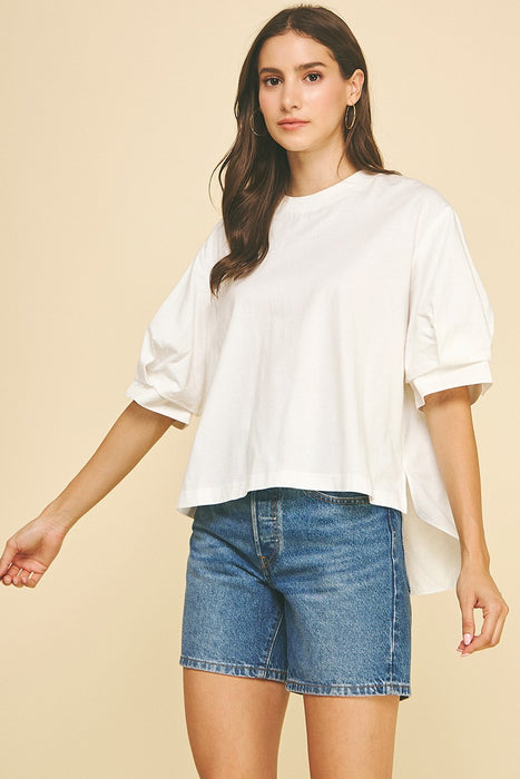Knit Front Cotton Back Top