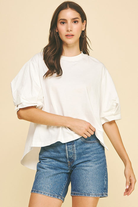 Knit Front Cotton Back Top