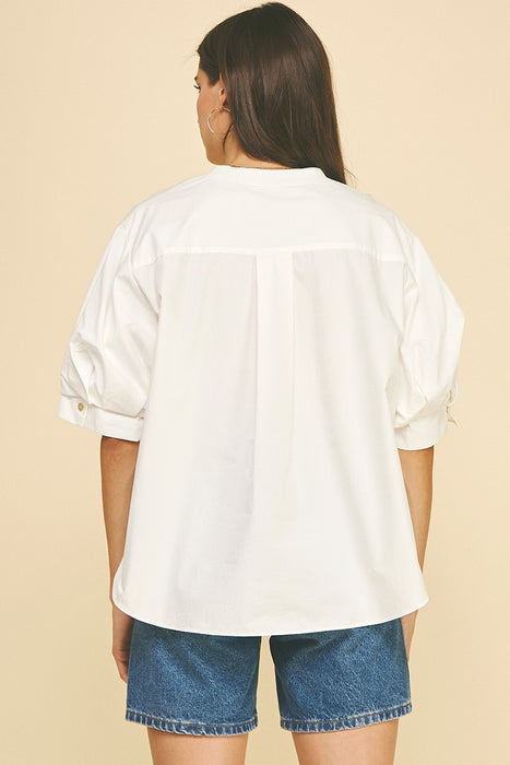 Knit Front Cotton Back Top
