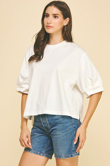 Knit Front Cotton Back Top